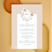 Charcoal Pampas Wreath Cream Boho Monogram Wedding Menu