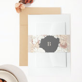 Charcoal Pampas Wreath Cream Boho Monogram Wedding Uitnodigingen Wikkel