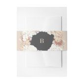 Charcoal Pampas Wreath Cream Boho Monogram Wedding Uitnodigingen Wikkel (Voorkant Voorbeeld)