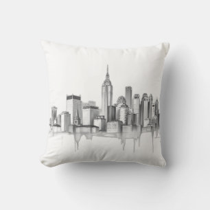 Charcoal Pencil Urban Skyline Sketch Kussen