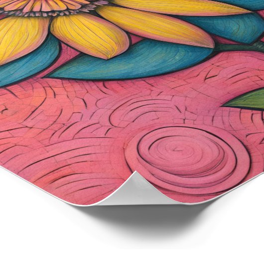 Charcoal Pencil Yellow Daisy Poster (Hoek)