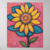 Charcoal Pencil Yellow Daisy Poster (Voorkant)