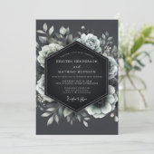 Charcoal Penumbral Bloom Wedding Kaart (Staand voorkant)