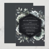 Charcoal Penumbral Bloom Wedding Kaart (Voorkant / Achterkant)