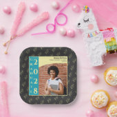 Charcoal Photo Modern Graduation Cap Party Papieren Bordje (Feest)