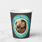 Charcoal Photo Modern Graduation Party Papieren Bekers (Achterkant)