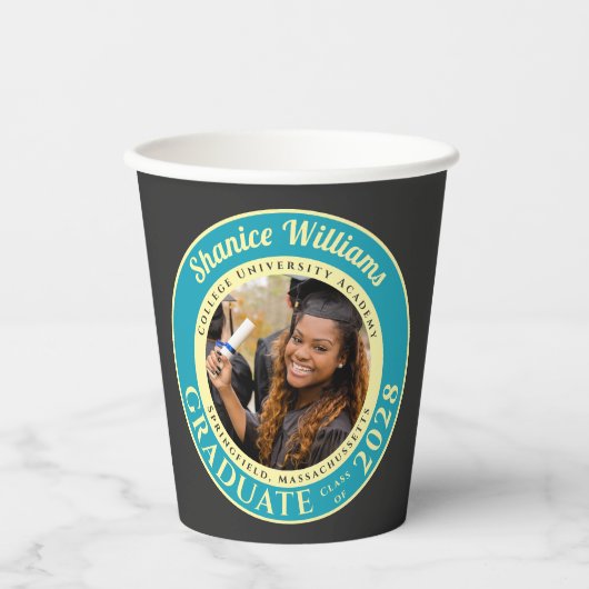 Charcoal Photo Modern Graduation Party Papieren Bekers (Voorkant)