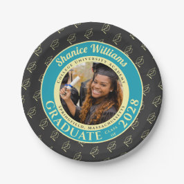 Charcoal Photo Modern Graduation Party Papieren Bordje