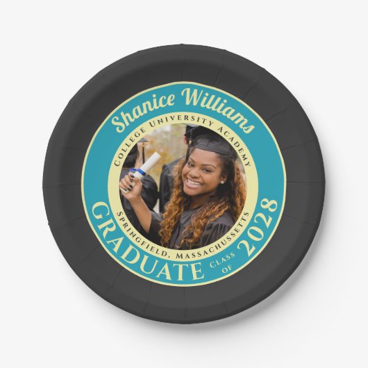 Charcoal Photo Modern Graduation Party Papieren Bordje (Voorkant)