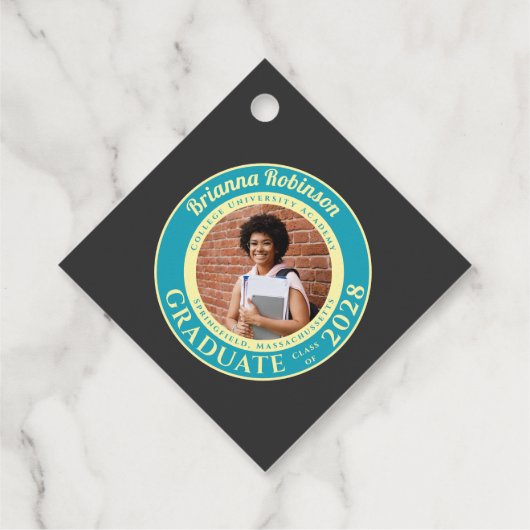 Charcoal Photo Modern Graduation Party Thank You Bedankjes Labels (Achterkant)