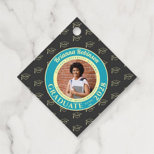 Charcoal Photo Modern Graduation Party Thank You Bedankjes Labels (Achterkant)