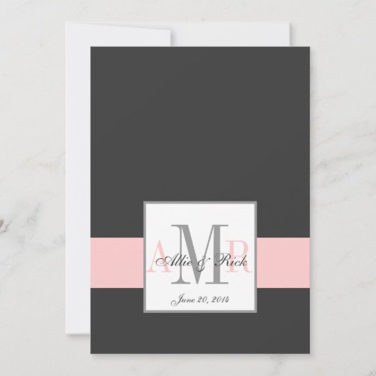 Charcoal Pink Monogram Weddenschap Front Kaart (Voorkant)