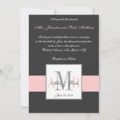 Charcoal Pink Monogram Weddenschap Front Kaart (Achterkant)