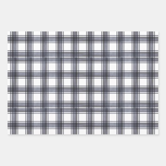 Charcoal Plaid & Christmas Wishes Script Inpakpapier Vel (Voorkant 3)