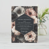 Charcoal Rose Nocturne Wedding Kaart (Staand voorkant)