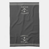 Charcoal Rustic Anchor Personalized Beach House Theedoek (Verticaal)