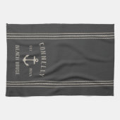 Charcoal Rustic Anchor Personalized Beach House Theedoek (Horizontaal)