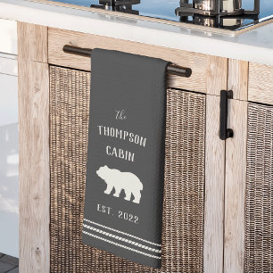 Charcoal Rustic Beer Personalized Kitchen Towel Theedoek