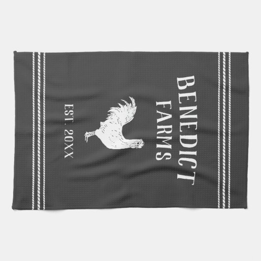 Charcoal Rustic Chicken Personalised Boerderij Nam Theedoek (Horizontaal)