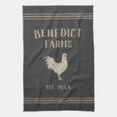 Charcoal Rustic Chicken Personalised Boerderij Nam Theedoek (Verticaal)