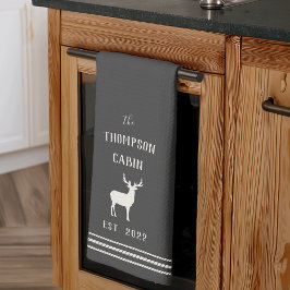 Charcoal Rustic Deer Personalized Theedoek
