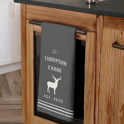 Charcoal Rustic Deer Personalized Theedoek
