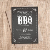 Charcoal Rustic Engagement Party BBQ Kaart