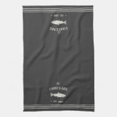 Charcoal Rustic Fish Personalized Theedoek (Verticaal)