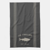 Charcoal Rustic Fish Personalized Theedoek (Verticaal)