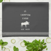 Charcoal Rustic Moose Personalized Kitchen Towel Theedoek (Gevouwen)