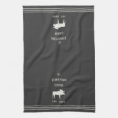 Charcoal Rustic Moose Personalized Kitchen Towel Theedoek (Verticaal)