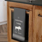 Charcoal Rustic Moose Personalized Kitchen Towel Theedoek