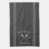 Charcoal Rustic Oars Personalized Lake House Theedoek (Verticaal)