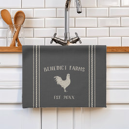 Charcoal Rustic Personalized Boerderij Name Theedoek