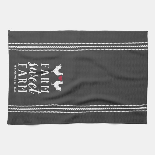 Charcoal Rustic Personalized Boerderij Sweet Boerd Theedoek (Horizontaal)