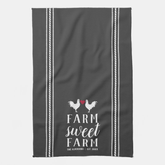 Charcoal Rustic Personalized Boerderij Sweet Boerd Theedoek (Verticaal)