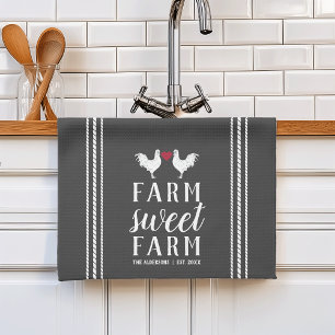 Charcoal Rustic Personalized Boerderij Sweet Boerd Theedoek