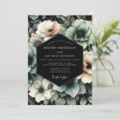 Charcoal Sage Nocturne Wedding Kaart (Staand voorkant)