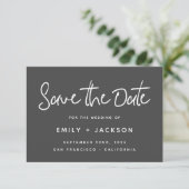 Charcoal Script Modern Simple Save the Date (Staand voorkant)