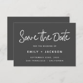 Charcoal Script Modern Simple Save the Date (Voorkant / Achterkant)