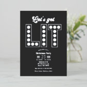 Charcoal Shine Let's Get Lit Retro Christmas Party Folie Uitnodiging (Staand Voorkant)