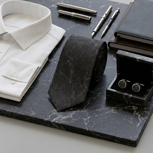 Charcoal & Silver Smoke Marmer Stropdas