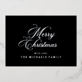 Charcoal Silver Snowflake Holiday Card Folie Feestdagenkaart (Voorkant)