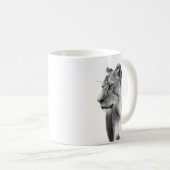 Charcoal Sketch Lioness Vrouw Lion Koffiemok (Voorkant rechts)