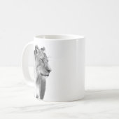 Charcoal Sketch Lioness Vrouw Lion Koffiemok (Voorkant links)