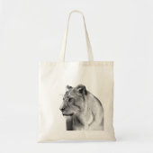 Charcoal Sketch Lioness Vrouw Lion Tote Bag (Voorkant)