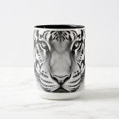 Charcoal Sketch of Tiger Face Tweekleurige Koffiemok (Center)