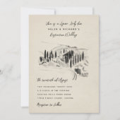 Charcoal Sketched Italy Winery Wedding Kaart (Voorkant)