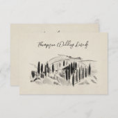 Charcoal Sketched Italy Winery Wedding Rsvp Informatiekaartje (Voorkant / Achterkant)