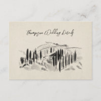 Charcoal Sketched Italy Winery Wedding Rsvp
